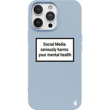 Casen Apple iPhone 13 Pro Max Social Media Tasarımlı Mavi Renkli Silikon Telefon Kılıfı