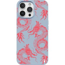 Casen iPhone 13 Pro Max Dragon Tasarımlı Mavi Renkli Silikon Telefon Kılıfı