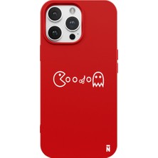 Casen Apple iPhone 13 Pro Max Pac-Man Tasarımlı Kırmızı Renkli Silikon Telefon Kılıfı