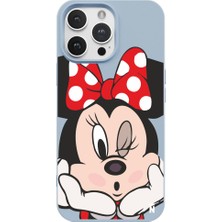 Casen iPhone 13 Pro Max Mickey Tasarımlı Mavi Renkli Silikon Telefon Kılıfı
