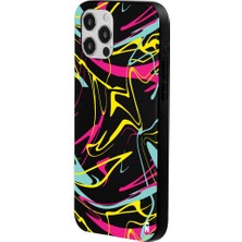 Casen iPhone 15 Pro Max Abstract Painting Tasarımlı Siyah Renkli Silikon Telefon Kılıfı