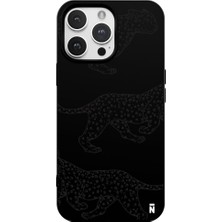 Casen iPhone 13 Pro Max Walking Cheetah Tasarımlı Siyah Renkli Silikon Telefon Kılıfı