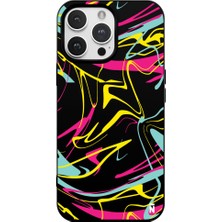 Casen iPhone 13 Pro Max Abstract Painting Tasarımlı Siyah Renkli Silikon Telefon Kılıfı