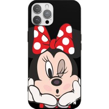 Casen iPhone 12 Pro Mickey Tasarımlı Siyah Renkli Silikon Telefon Kılıfı