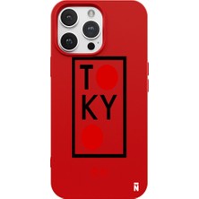 Casen iPhone 13 Pro Max Tokyo Tasarımlı Kırmızı Renkli Silikon Telefon Kılıfı