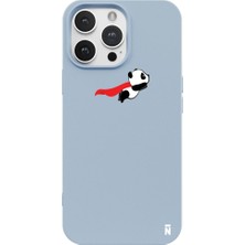 Casen iPhone 13 Pro Max Uçan Panda Tasarımlı Mavi Renkli Silikon Telefon Kılıfı