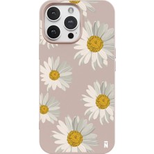 Casen iPhone 13 Pro Max Papatyalar Tasarımlı Pudra Pembe Renkli Silikon Telefon Kılıfı
