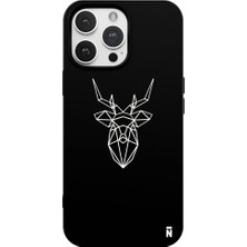 Casen iPhone 13 Pro Max Geyik Geometrik Tasarımlı Siyah Renkli Silikon Telefon Kılıfı