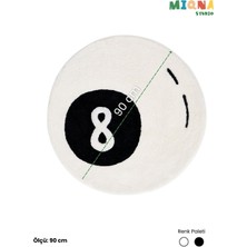 Miqna Studio 8 Top Bilardo Yıkanabilir Dekoratif El Yapımı Halı 90X90 cm