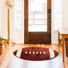 Miqna Studio Amerikan Futbol Topu Halı,  El Yapımı, Yıkanabilir, Kaymaz Taban, Dekoratif, Hediye, 75X110 cm
