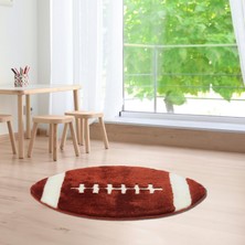 Miqna Studio Amerikan Futbol Topu Halı,  El Yapımı, Yıkanabilir, Kaymaz Taban, Dekoratif, Hediye, 75X110 cm