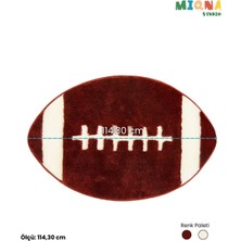 Miqna Studio Amerikan Futbol Topu Halı,  El Yapımı, Yıkanabilir, Kaymaz Taban, Dekoratif, Hediye, 75X110 cm