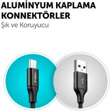 Ttec 2metre Süper Hızlı USB Type C Şarj ve Data Kablosu, Kopmaz Halat Örgü Kablo, 480MBPS 2.1A