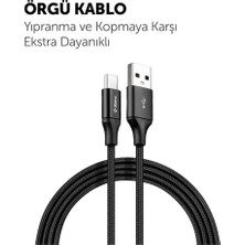 Ttec 2metre Süper Hızlı USB Type C Şarj ve Data Kablosu, Kopmaz Halat Örgü Kablo, 480MBPS 2.1A