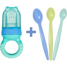 Wee Baby Beslenme Seti Mavi 3'lü Kaşık+Meyve Süzgeci