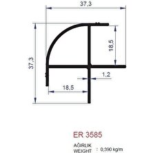 Ersaş Mağaza Raf Profili Er 3585 Mat Eloksal 3 Metre