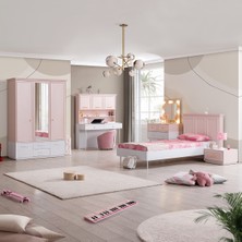 Setay Rosa Genç Odası Takımı - Dolap, Karyola, Komodin, Masa, Şifonyer
