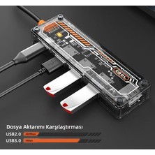 Coofbe Şeffaf 5in1 Pd 100W Type-C Dönüştürücü Hub Type-C To 4K HDMI Usb3.0 Usb2.0 *2 Çoğaltıcı Hub