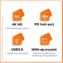 Coofbe 100W Pd 10IN1 Type-C Hub Type-C To RJ45 4K HDMI Sd Kart USB VGA Ethernet 3.5mm Dönüştürücü