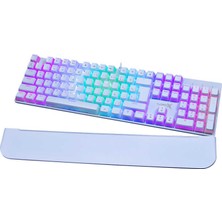 Turbox TR-MK10PD Gaming Mekanik Pudding Tuş Bilek Destekli Blue Switch Beyaz Mekanik Rgb Klavye