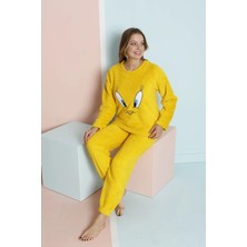Tampap Kadın Kışlık Peluş Pijama Takımı Tweety Takım 8170