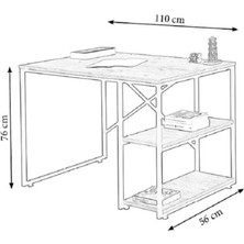 Mobilya Sarayı Ahşap Raflı Metal Lüks Çalışma Masası