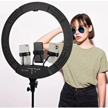 Smayling Rgb Ring Light 3 x Telefon Standlı Çantalı Kumandalı 18 Inç Youtuber LED Halka Işık 2 Metre Tripod