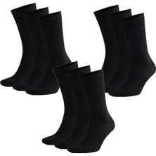 Turan Tech Unisex Siyah Kolej Düz Desensiz Çorap 9 Adet