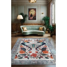 Homshtag Nuh'un Gemisi Koleksiyonu Pervane Böceği Çiçek Temalı Vintage Renkli Maksimalist Halı