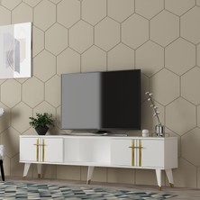 Asel Tv Sehpası (Alt Modül) Beyaz-Altın