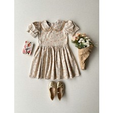 Küçüğüm Butik Kız Çocuk Dantel Detaylı Bebe Yakalı Poplin Elbise