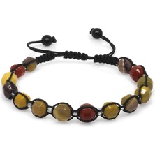 Okyanus Silver Makrome Örgülü Faset Kesim Mokait Doğaltaş Erkek Bileklik