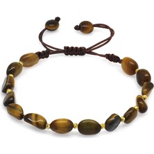 Okyanus Silver Makrome Örgülü Naturel Kesim Kaplangözü Doğaltaş Kadın Bileklik