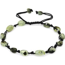 Okyanus Silver Makrome Örgülü Naturel Kesim Dorika Top Detaylı Prinayt Doğaltaş Erkek Bileklik