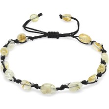 Okyanus Silver Makrome Örgülü Naturel Kesim Dorika Top Detaylı Sitrin Doğaltaş Erkek Bileklik