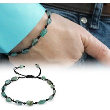 Okyanus Silver Makrome Örgülü Naturel Kesim Larimar Doğaltaş Erkek Bileklik