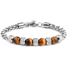 Okyanus Silver Kaplangözü&çelik Kombinasyonlu Uzunluk Ayarlanabilir Avangart Erkek Bileklik