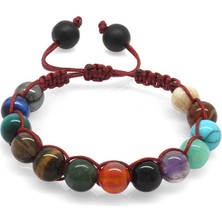 Okyanus Silver Makrome Örgülü Küre Kesim Multicolor Doğaltaş Kombinli Genç Başarı Bilekliği