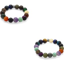 Okyanus Silver Küre Kesim Multicolor Doğaltaş Kombinli Çocuk-Genç Başarı Bilekliği(2li Set)