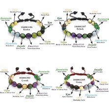 Okyanus Silver Makrome Örgülü Küre Kesim Çoklu Doğaltaş Kombinli Aile Şifa Bilekliği(4lü Set)