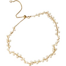 Okyanus Silver Metal Alaşım Üzeri Altın Kaplama Uzunluğu Ayarlanabilir Kadın Inci Kolye