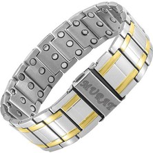 Okyanus Silver Silver&gold Renk Kişiye Özel Isim/harf Yazılı Titanyum Manyetik Terapi Sağlık Bilekliği