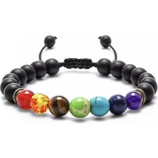 Okyanus Silver Makrome Örgülü Küre Kesim Oniks Doğaltaş Çakra Erkek Bileklik