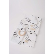 Tosbiq Baby Pamuk Muslin Battaniye 110x110cm Süt Desen Bebek Yenidoğan Hediyesi Nefes Alabilen Kumaş