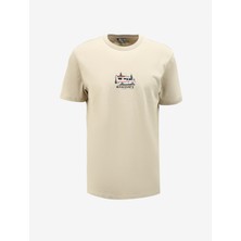Discovery Expedition Bej Erkek Bisiklet Yaka Relaxed Baskılı T-Shirt D4SM-TST3258