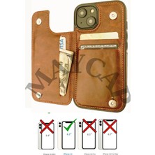 Maycap Iphone 13 Uyumlu Taba Kartlıklı Kılıf Cüzdanlı Akıllı Lüx Kılıf Kadın Erkek Cüzdan Kılıf (Model:13)