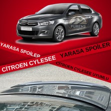 Furens Citroen C Elysee Uyumlu Bagaj Üstü Slim Yarasa Spoiler Parlak Siyah Piano Black