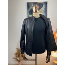 Always Leather Deri Siyah Mont