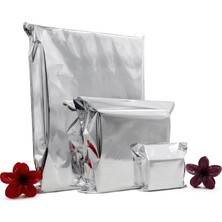 Repro Design 15x25 Gümüş 50 Adet Yapışkanlı Metalize Hediye Poşeti Metalik Gümüş Hediye Ambalaj Paketi