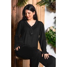 Nisanca Uzun Kollu Bambu Anne Pijama Takımı- Genç Anne Serisi